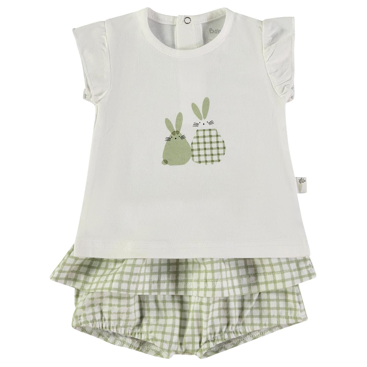 Conjunto bebé de algodón con camiseta y pantalón corto con volante Babybol 160040