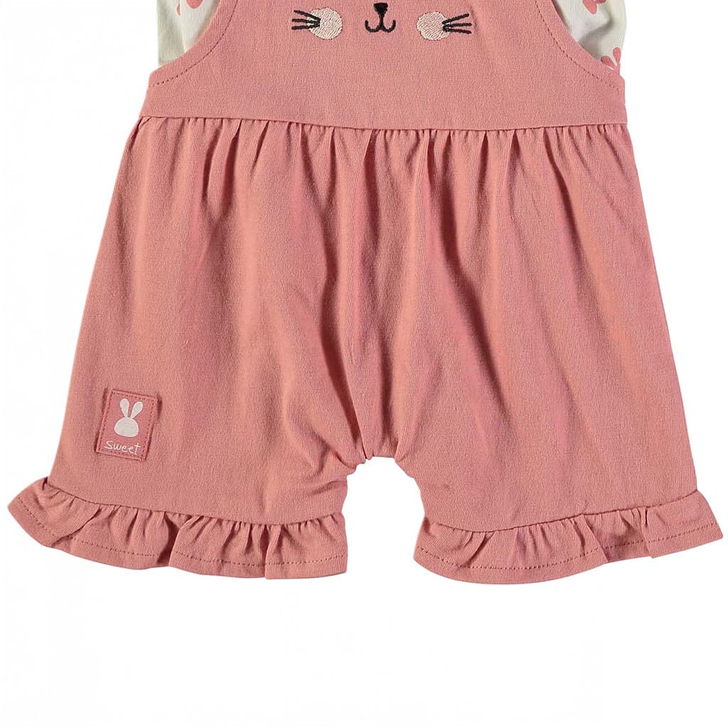 Conjunto bebé de algodón con peto rosa Babybol 160450