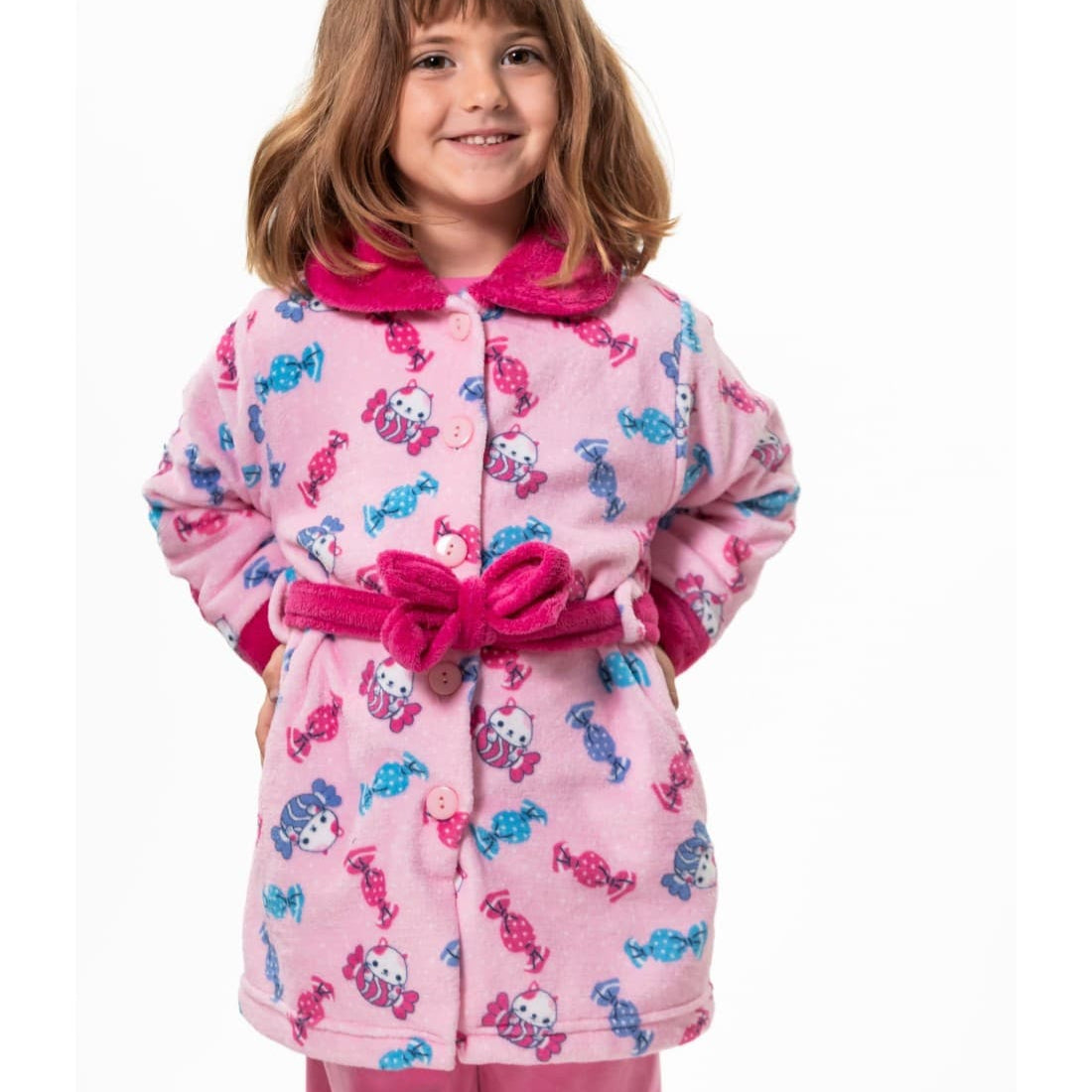 Peignoir enfant extra-doux en Coraline avec ceinture Nacarina Kinanit 8063
