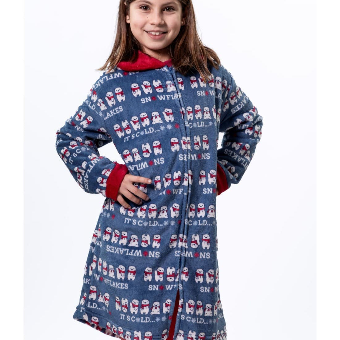 Nacarina Kinanit 8133 Peignoir extra-doux Coraline pour jeune fille avec fermeture éclair