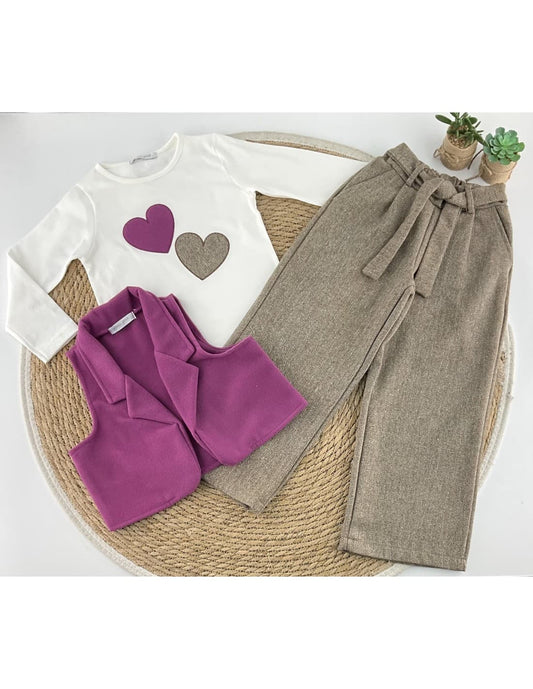 Alma Petit 522107017 Conjunto Coelho Menina T-Shirt Bordada e Saia Azul com Laço Vichy