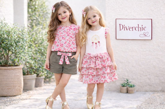 Conjunto niña flores con short ALMA PETIT 622005018 – Delicado, fresco y con estilo natural