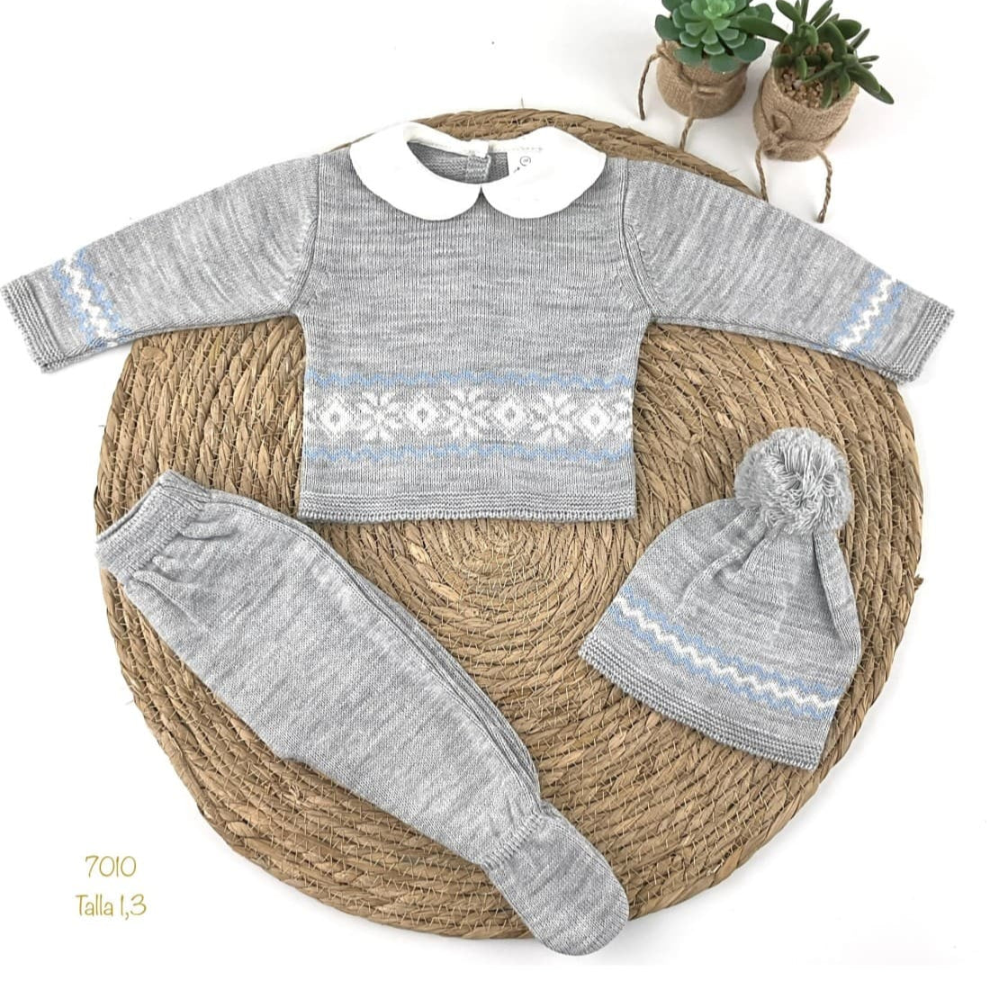 Conjunto primera puesta para bebé lana gris 421107010 PELOTTAS