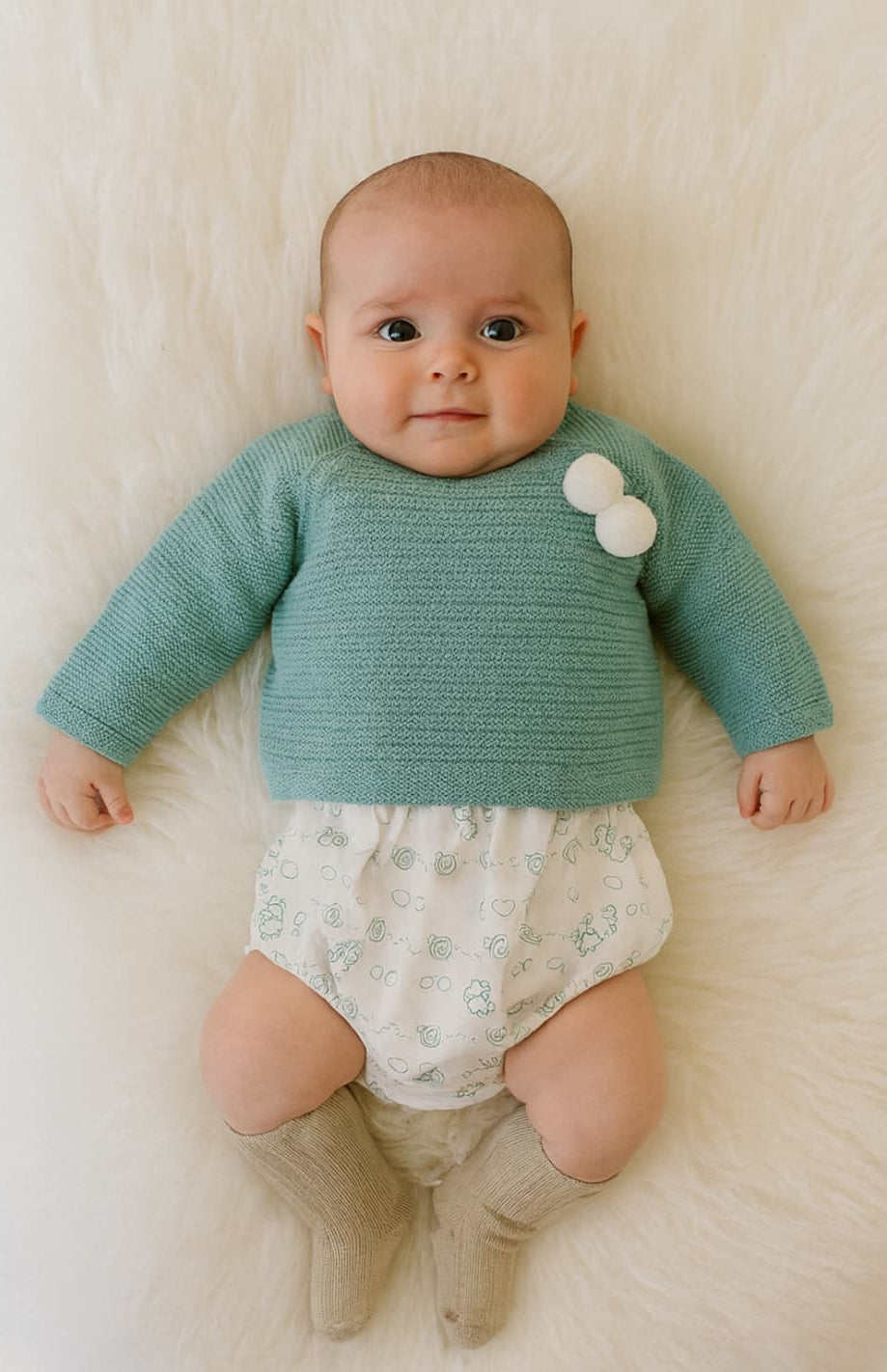 Primeiro conjunto de bebé em pérola 8005 Pelottas Celeste