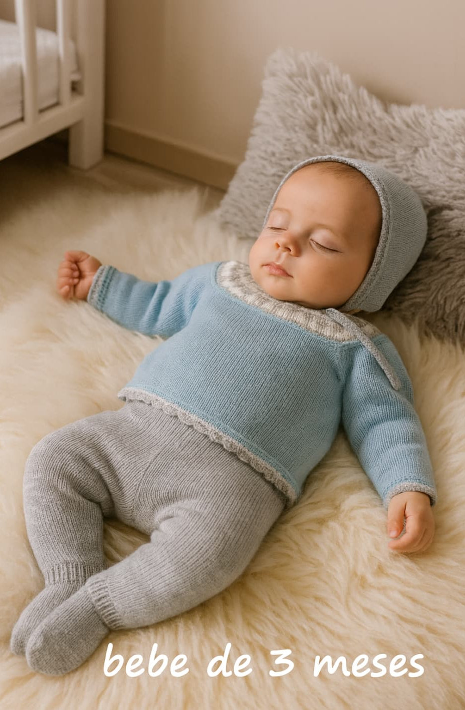 Conjunto Bebé de Lana Celeste Alma Petit 421100005 grecas