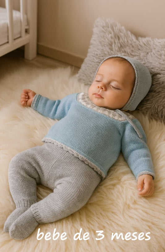 Alma Petit 3014 Conjunto de primeiros looks para bebé com fecho e zap azul