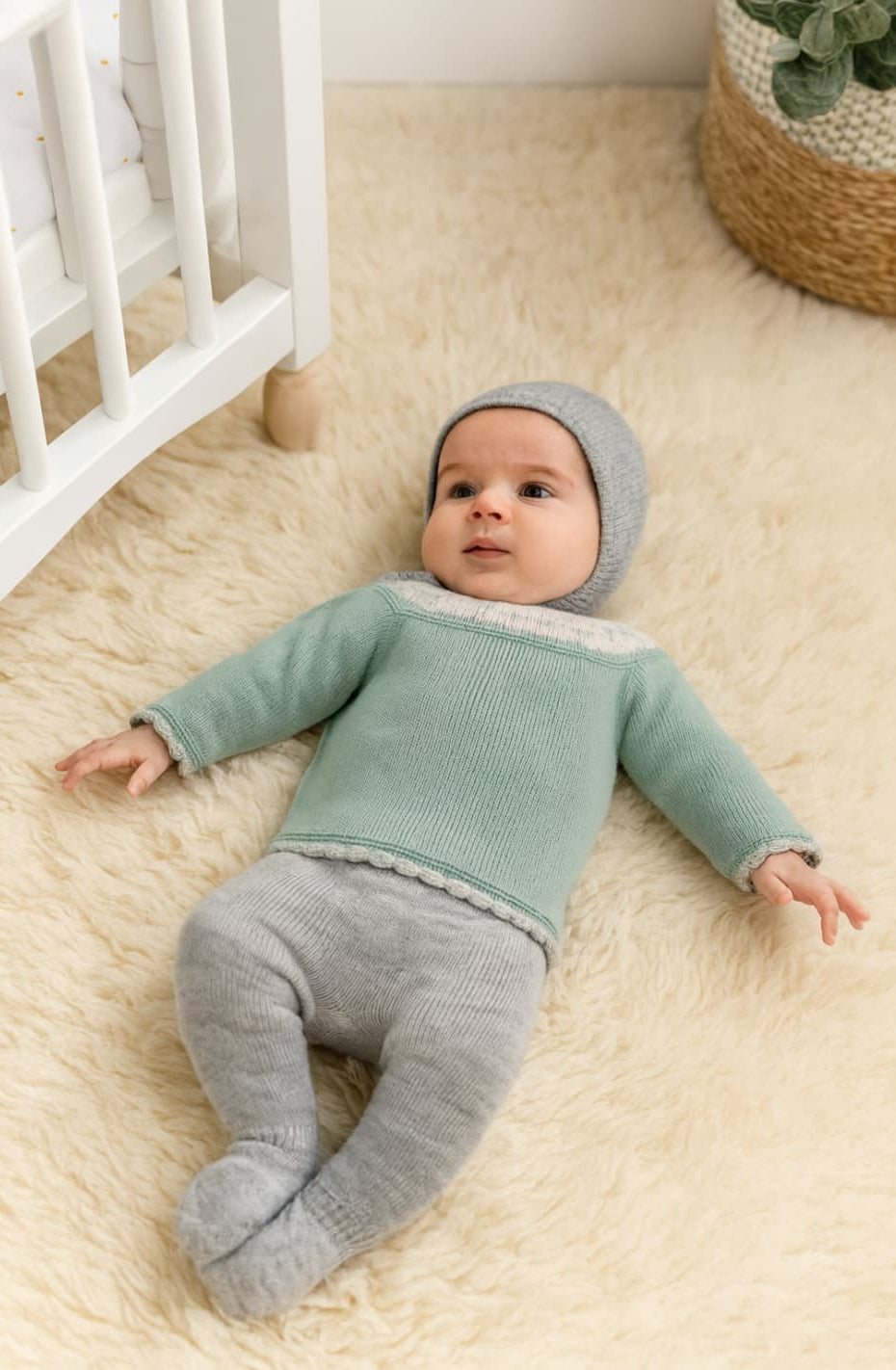 Conjunto Bebé de Lana Verde Alma Petit 421100005 grecas