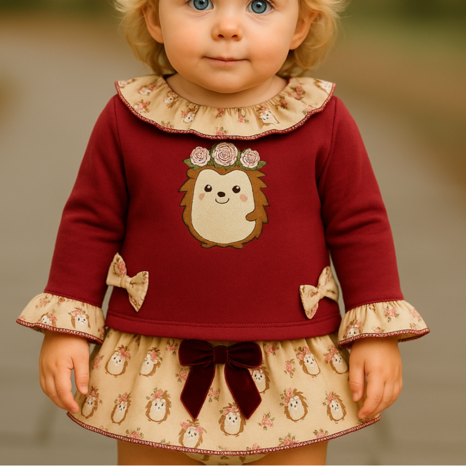 Diverchic Ouriços Conjunto Bebé Menina Moletom e Saia com Cuecas 522103008