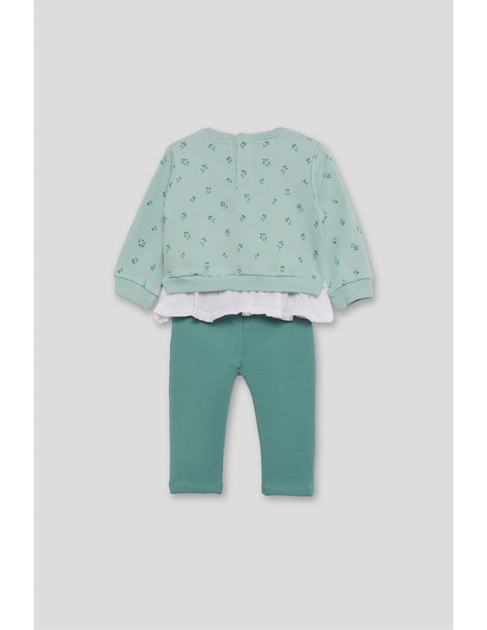 Conjunto Street Monkey Baby Girl: Sweatshirt e Legging Verde Água 522153004