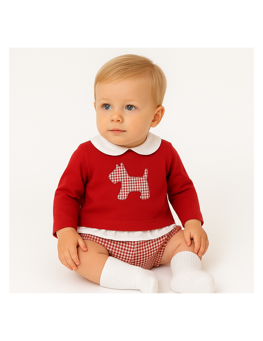 Alma Petit 522107010 Conjunto Star Baby Boy T-shirt Branca e Calções Xadrez