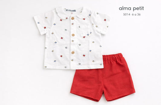 Conjunto bebé niño camisa y short cohetes – Alma Petit 622005014