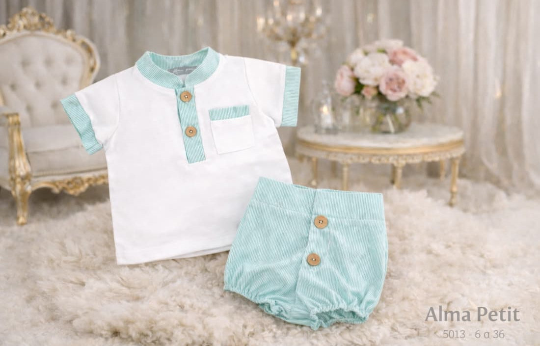 Conjunto bebé niño rayas camiseta y pantalón corto – Alma Petit 622005013