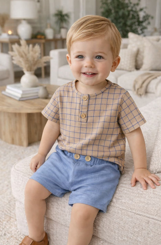 Conjunto bebé niño cuadros verano – Diverchic 622004002