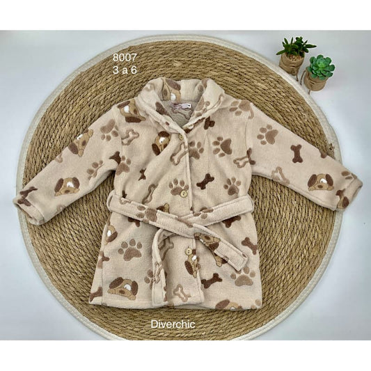 Roupão curto de lã coral DIVERCHIC para menino com cachorros 325708007