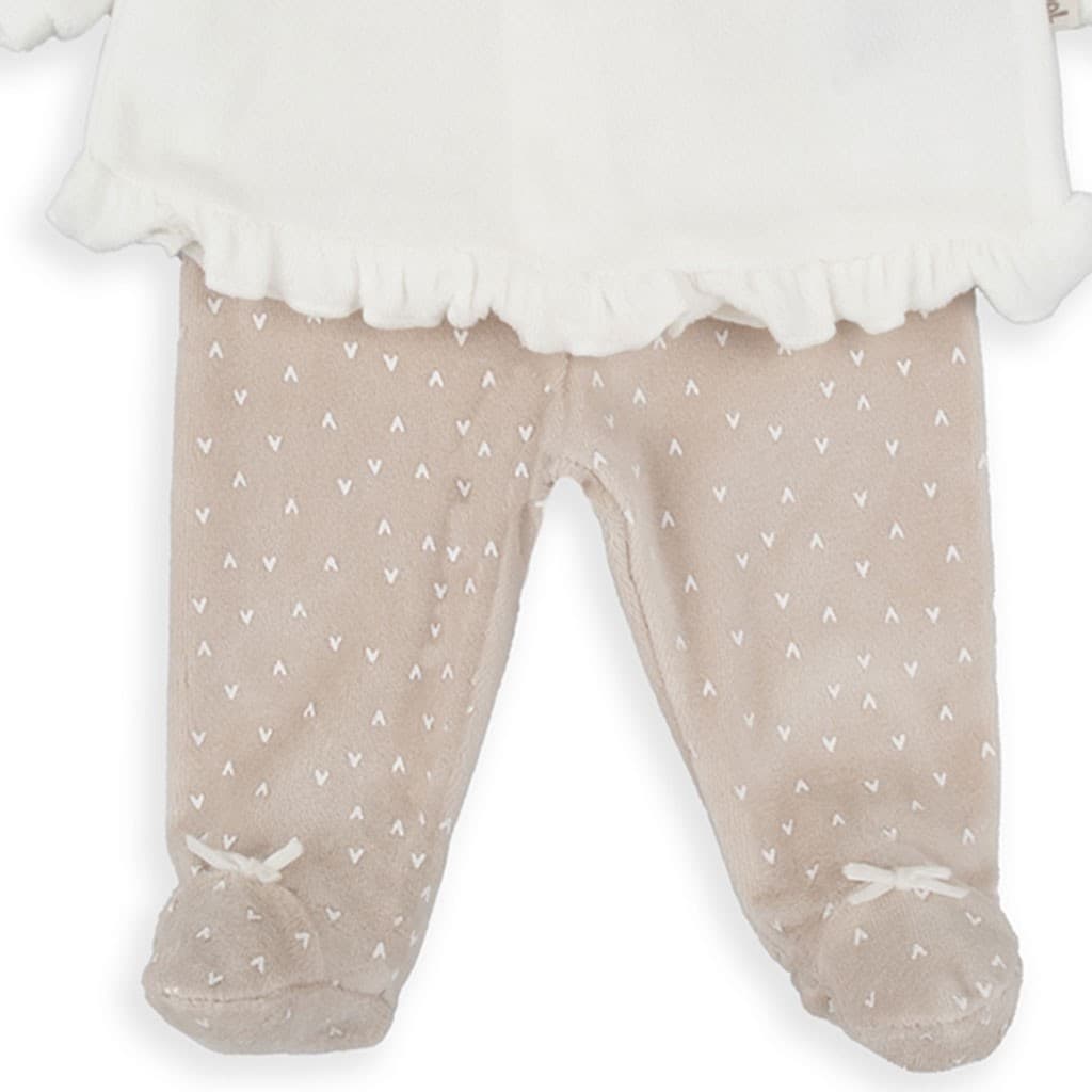 Pijama Baby Bol Fleece Best Friends com legging bege e t-shirt bordada 250003