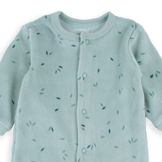 Pijama Baby Bol para bebé em veludo verde água com fecho lateral 250048