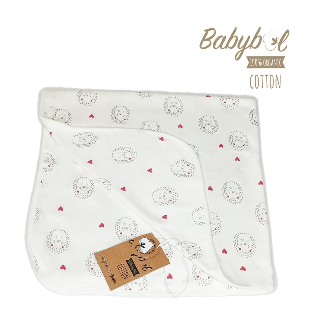 Arrullo de algodón orgánico para bebé con estampado de caritas y corazones Baby Bol 250481