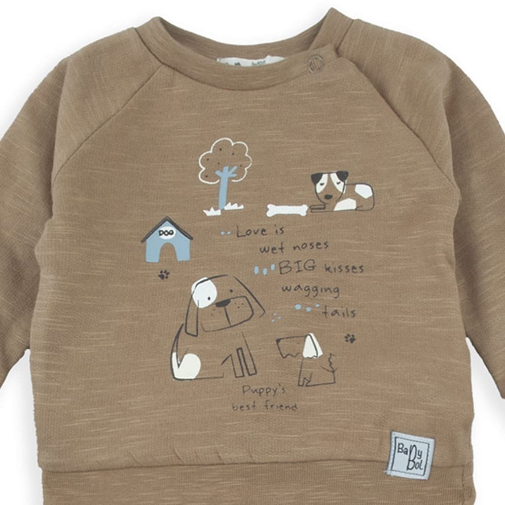 Conjunto bebé algodón con sudadera estampada perritos y pantalón Baby Bol 250814