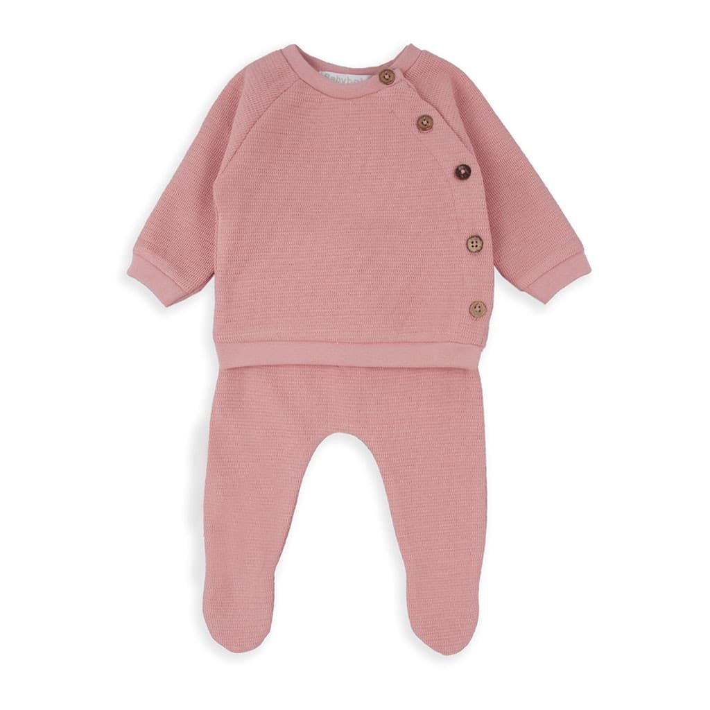 Conjunto recién nacido rosa con polaina y sudadera 250905 BabyBol