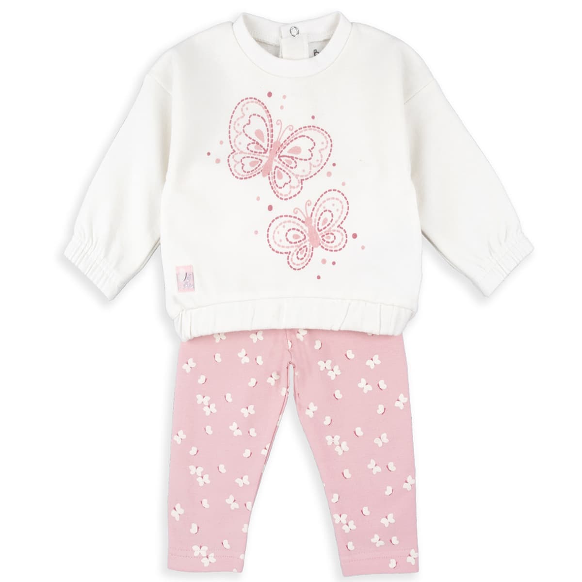 Conjunto infantil niña BABYBOL con sudadera mariposas y leggings rosas 251011