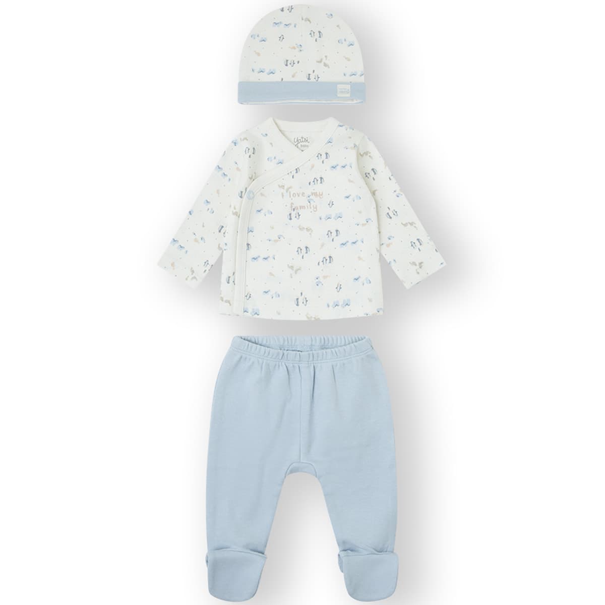 Ensemble bébé 3 pièces Yatsi 25200006 en coton bleu (0 à 3 mois)
