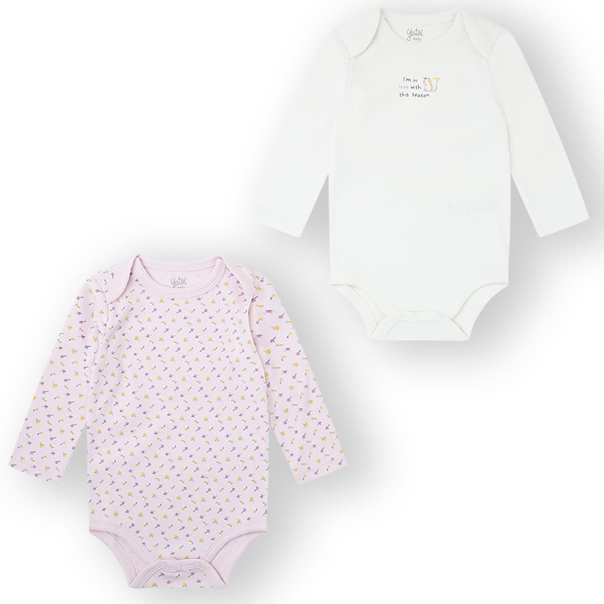Set 2 Bodies Manga Larga Yatsi Baby 25200132 Blanco & Rosa Estampado Floral