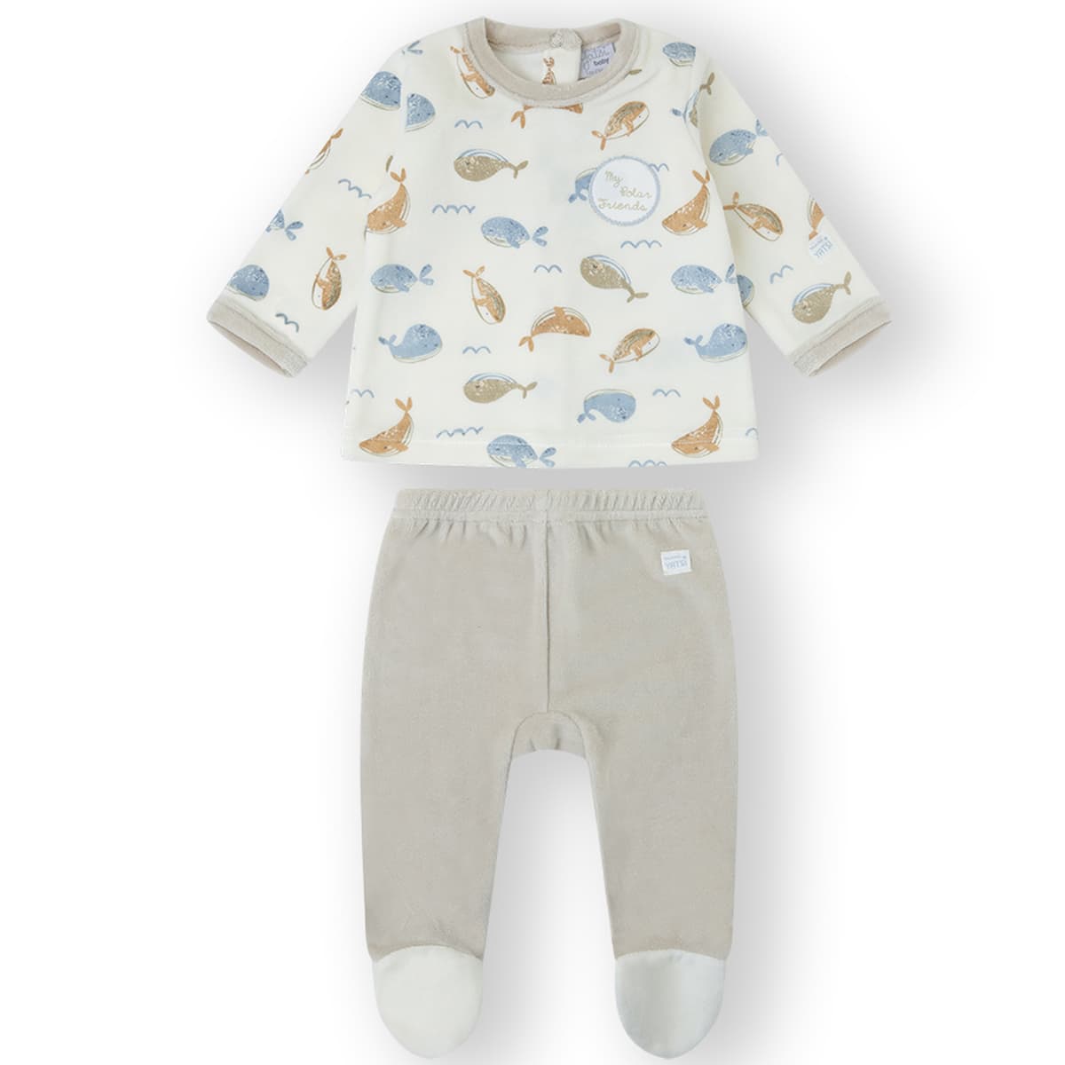 Ensemble 2 pièces pour bébé Yatsi, réf. 25200206, imprimé baleine et tissu doux
