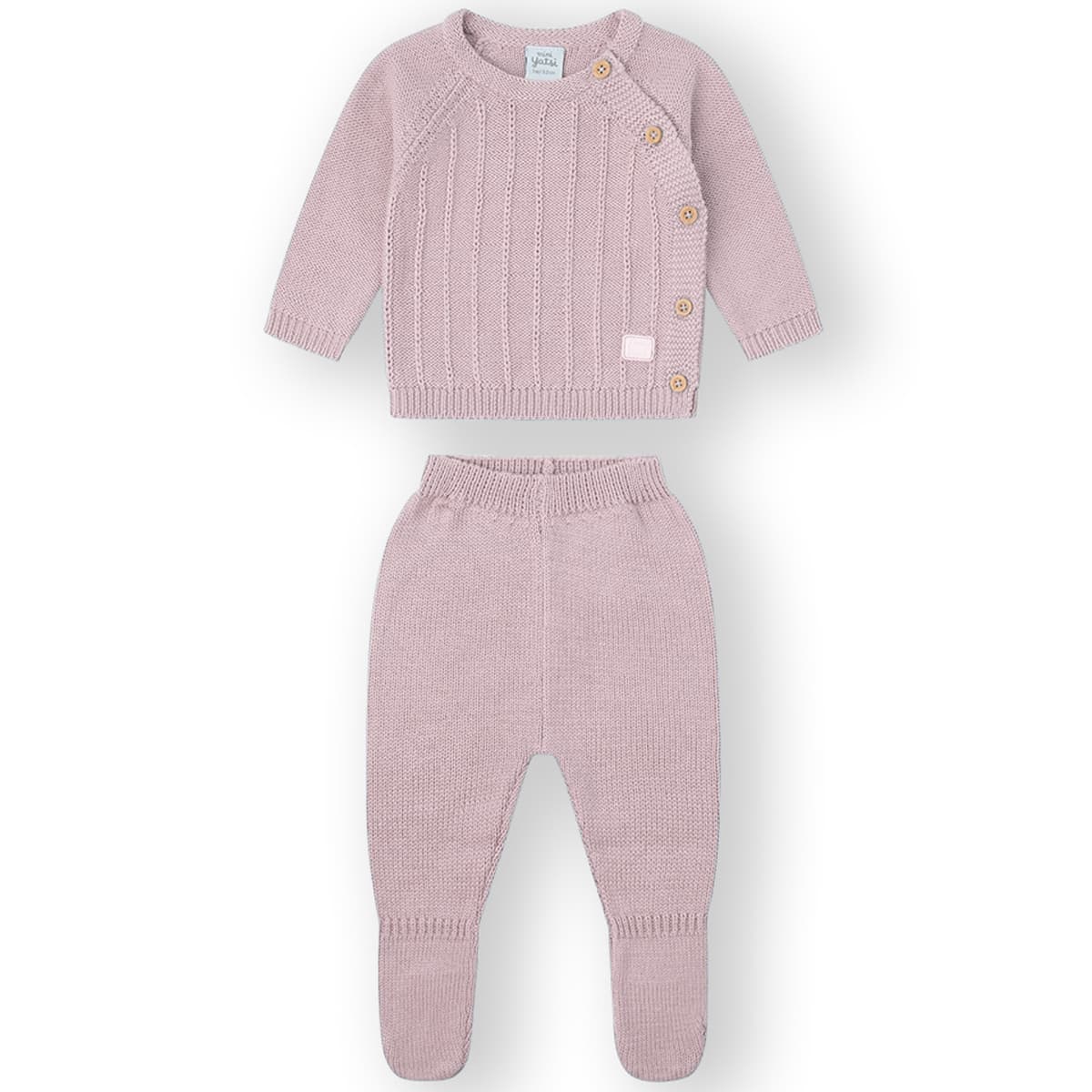Conjunto bebé primera puesta punto rosa palo 25200602 – Yatsi