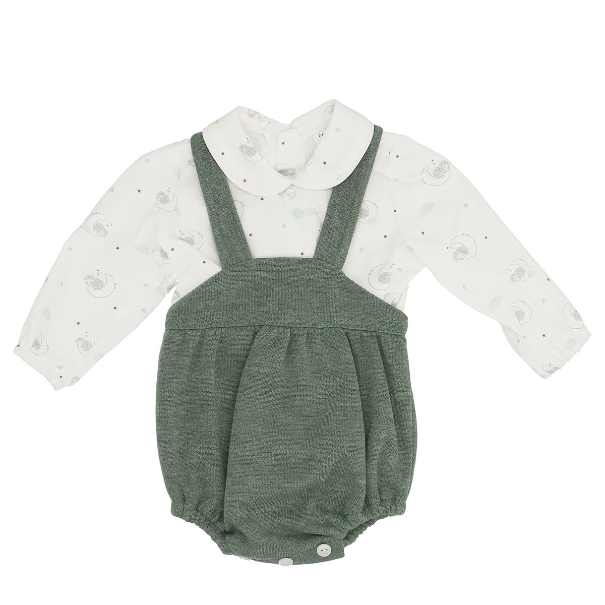 Conjunto Peto Verde para Bebé con Blusa Estampada Baby-Ferr 25341