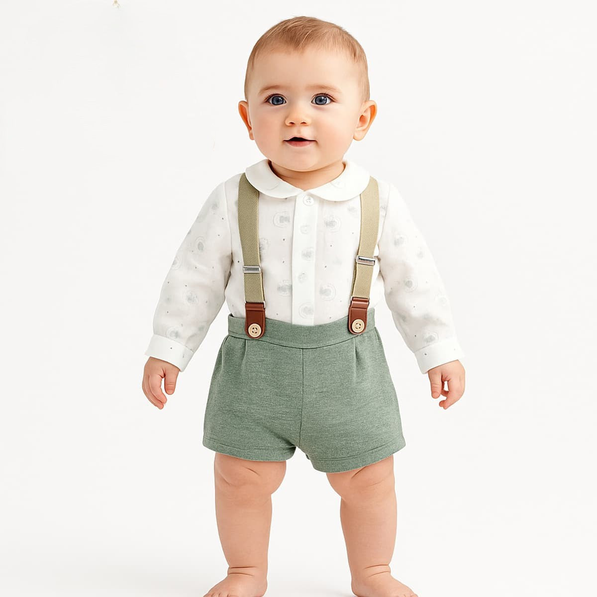 Ensemble bébé garçon avec bretelles Baby Ferr 522125365 Chemise imprimée et pantalon en velours côtelé