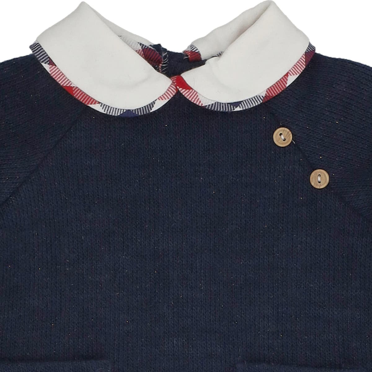 Conjunto Baby-Ferr Azul Marinho com T-Shirt em Tricô e Macacão Xadrez 25389 (3 a 36 meses)