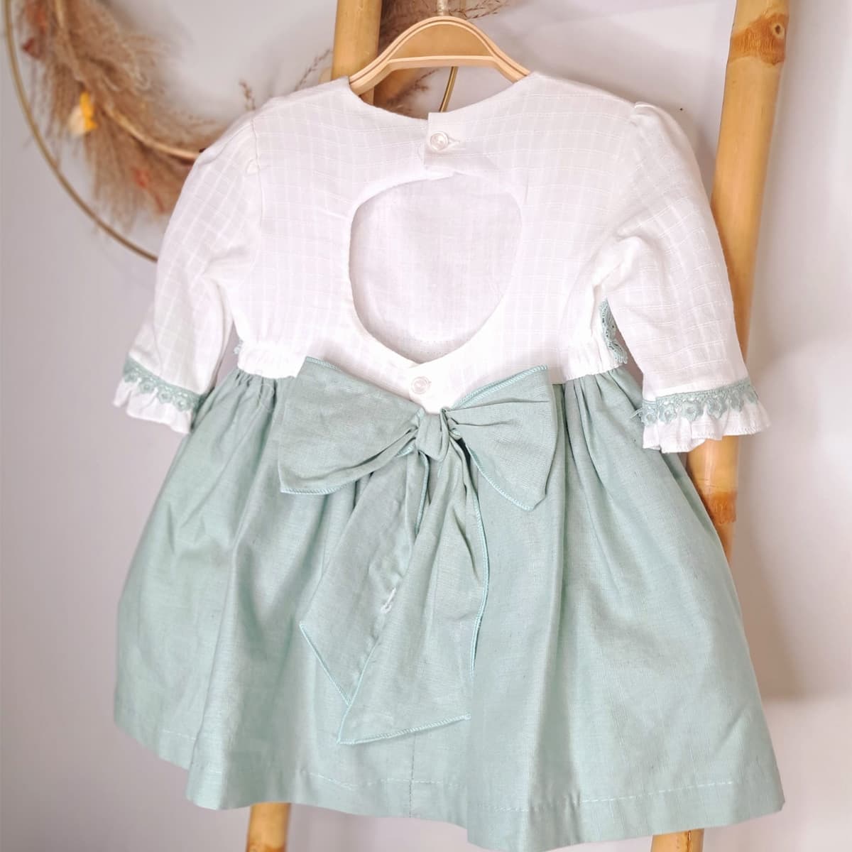Vestido de ceremonia verde para niña – Baby-Ferr 25530