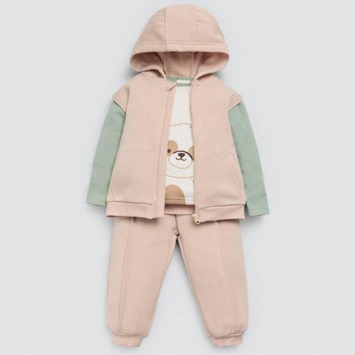 Ensemble bébé garçon Babybol gris et vert avec sweat et pantalon 522152110 Confort et style décontracté
