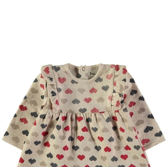 Vestido Baby Bol vermelho de manga comprida com bordado “Lovely” 251008