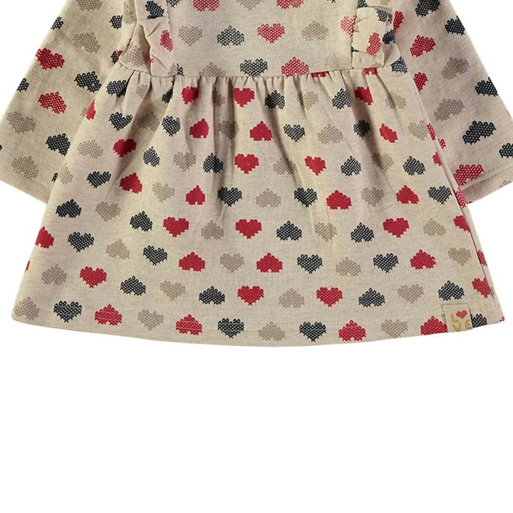 Vestido de bebé niña en algodón estampado de corazones con volantes Babybol 261005