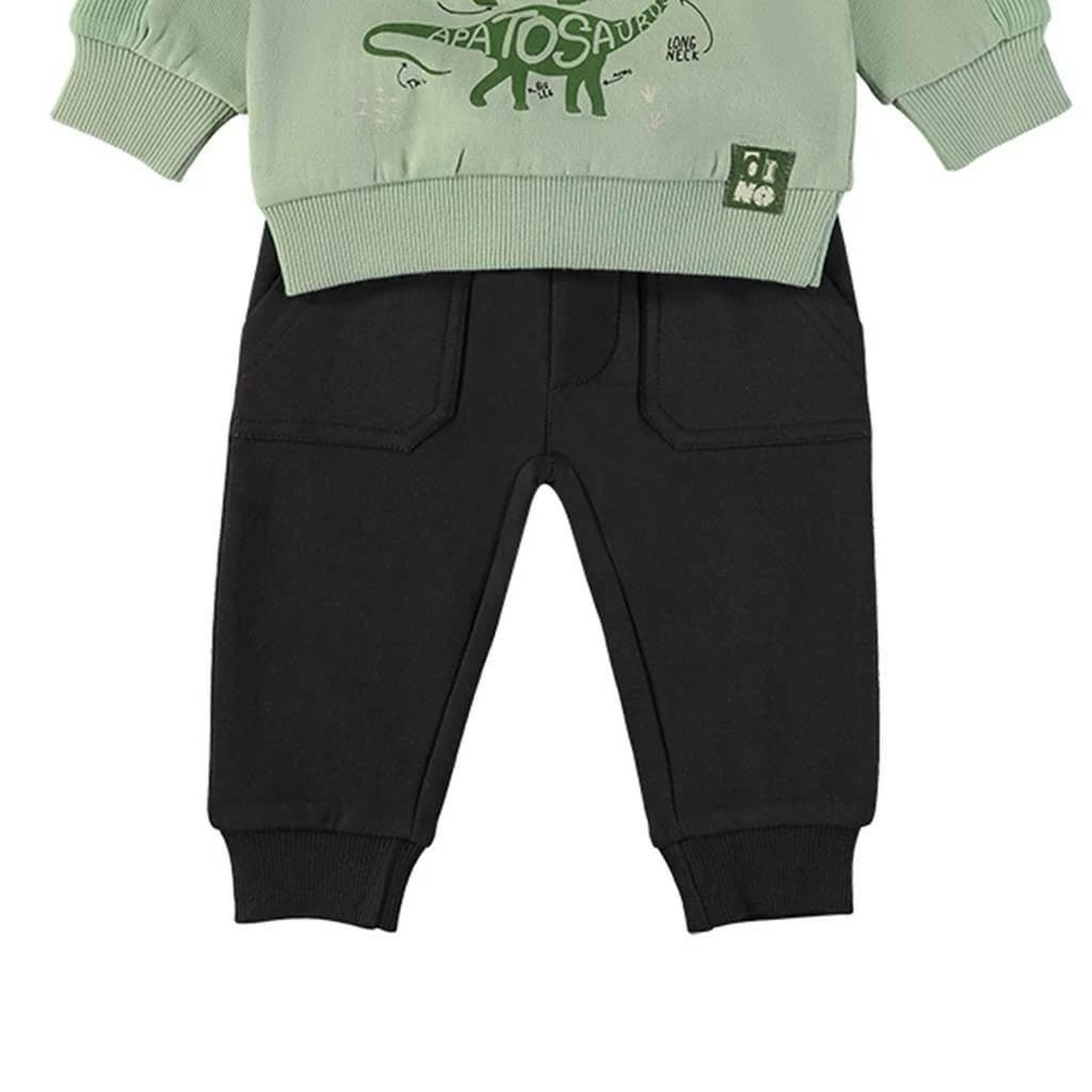 Chándal de bebé de dos piezas en algodón con sudadera dinosaurios y pantalón jogger Babybol 262032