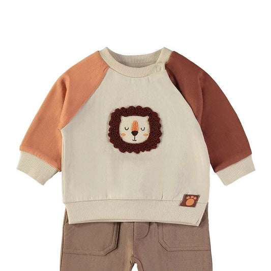 Chándal de bebé de dos piezas en algodón con sudadera leoncito y pantalón Babybol 262037