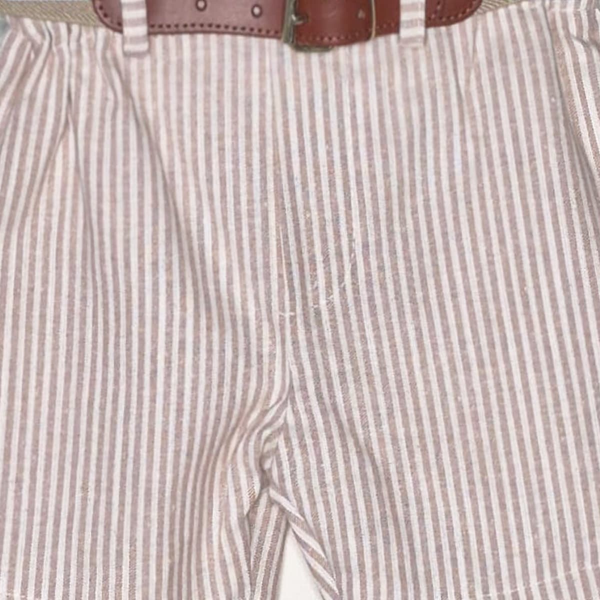 Conjunto infantil crudo con camisa blanca y pantalón de rayas Baby Ferr 26340 (2 a 6 años)