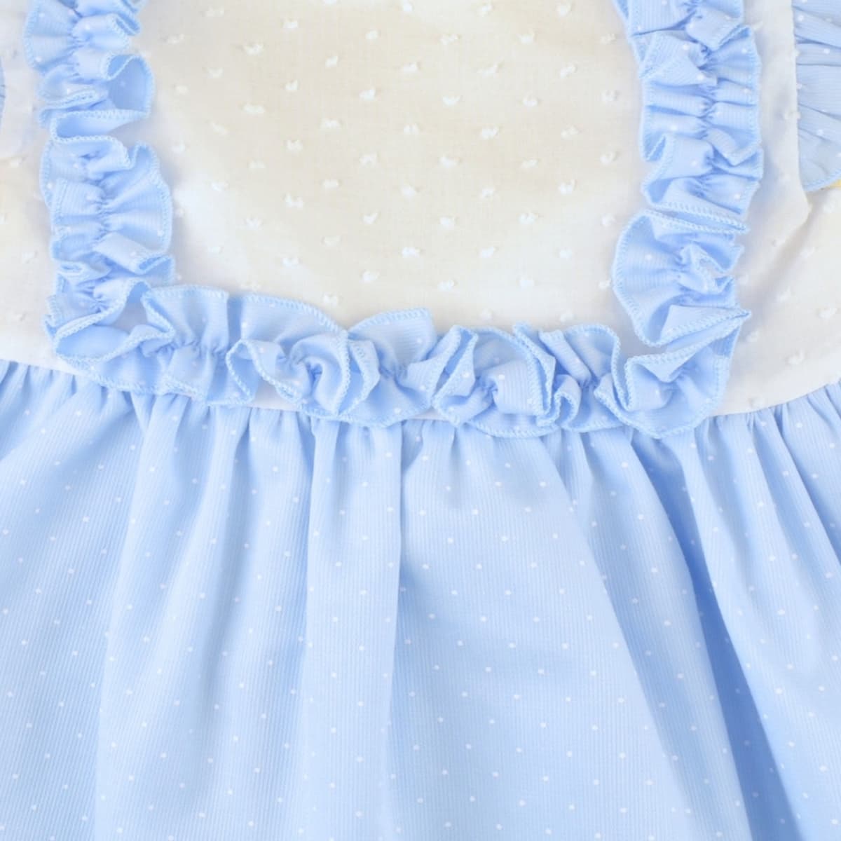 Vestido Bebé Azul con Volantes y Topo Suizo Creaciones Baby Ferr 26507