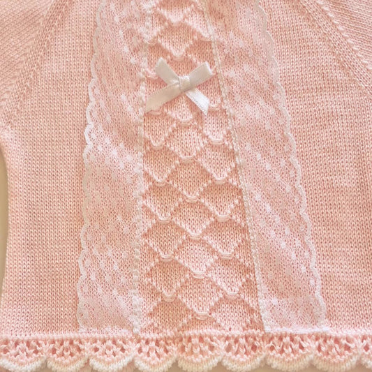 Conjunto de punto para bebé 3 piezas – Perlé rosa | Pelottas 26C1005 (0 a 6 meses)