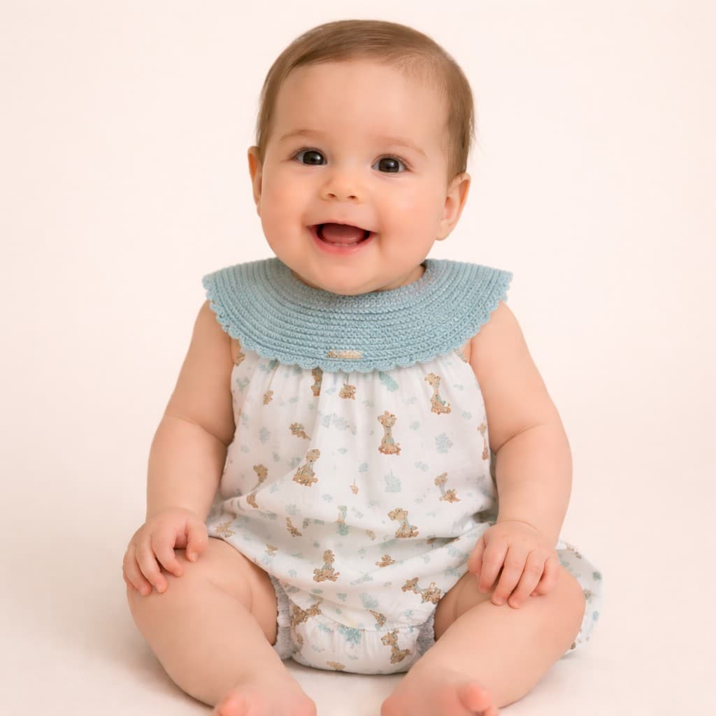 Pelele bebé estampado jirafas con cuello de punto verde Pelottas 26P1316