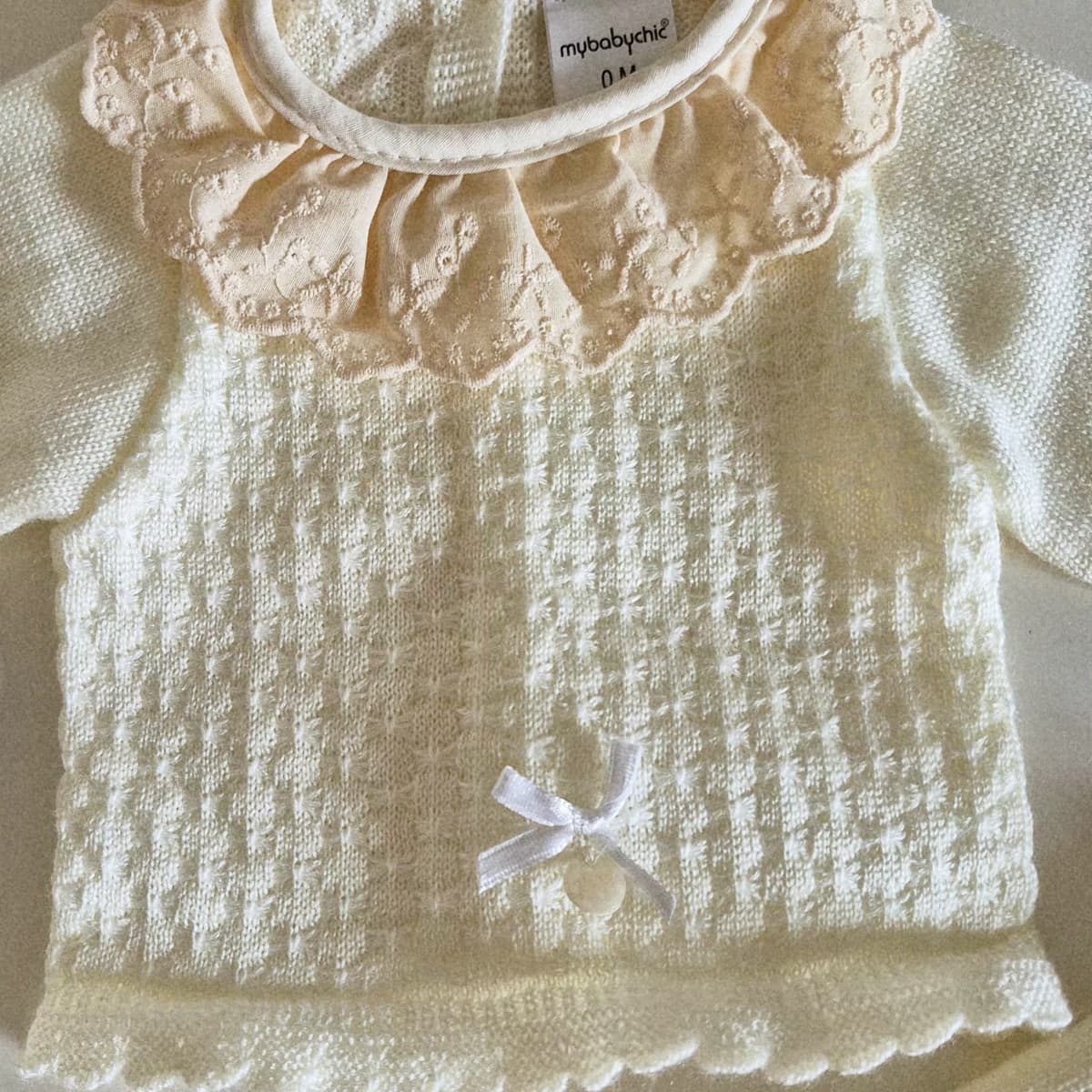 Conjunto bebé de perlé 3 piezas beige MyBabyChic 3102