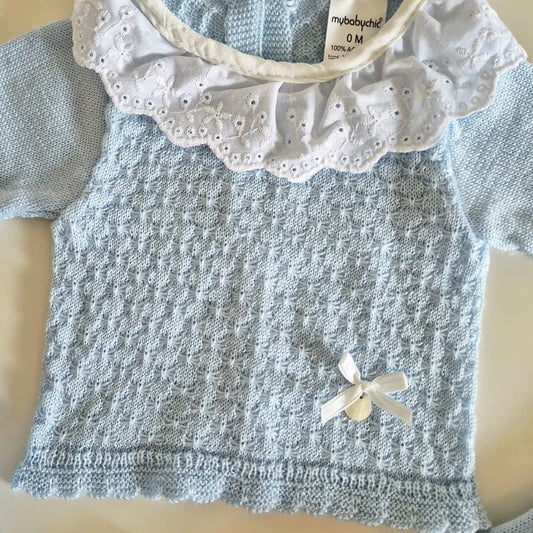 Conjunto bebé de perlé 3 piezas azul MyBabyChic 3102