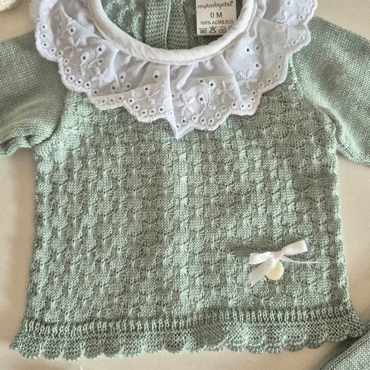 Conjunto bebé de perlé 3 piezas verde MyBabyChic 3102