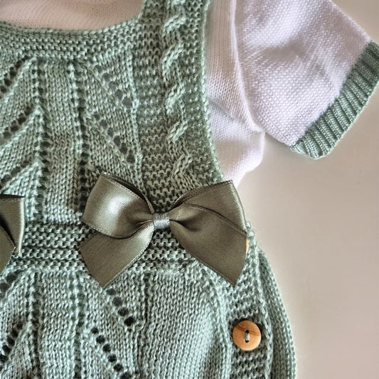 Conjunto rana para bebé en punto – Verde | MyBabyChic 3105 (0 a 3 meses)