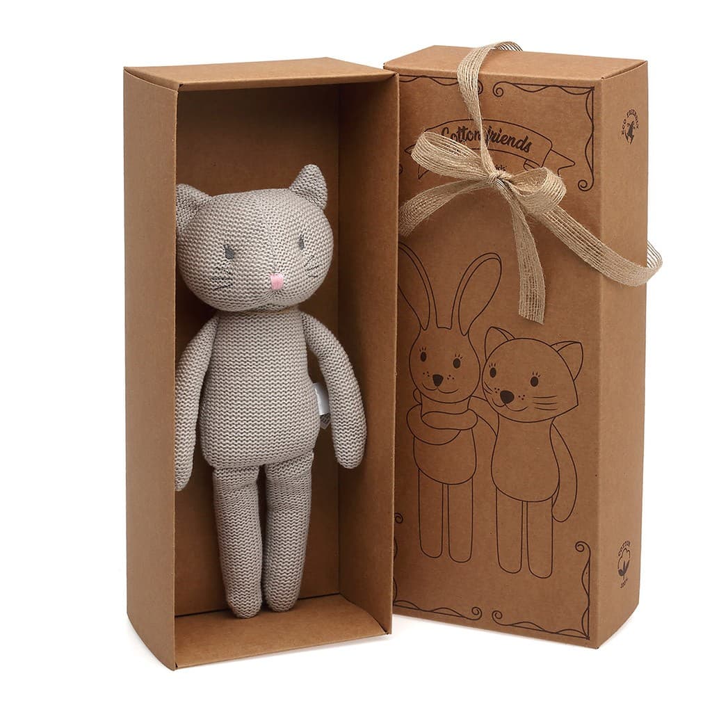 Peluche gatito de punto 100% algodón 3106 Kiokids – Un detalle delicado, natural y lleno de ternura