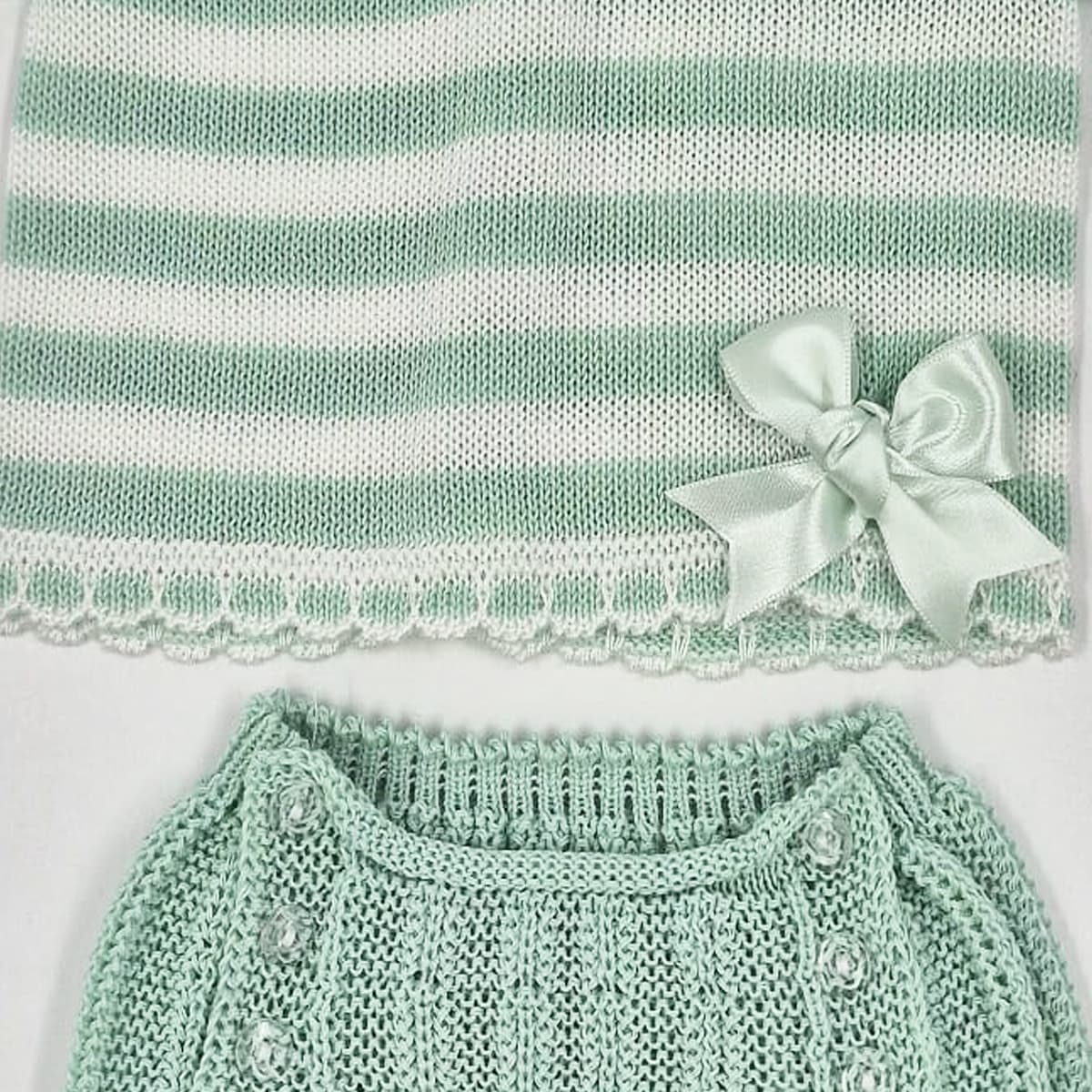 Conjunto bebé perlé verde rayas 2 piezas LA CASITA DE PEPITO 3416C