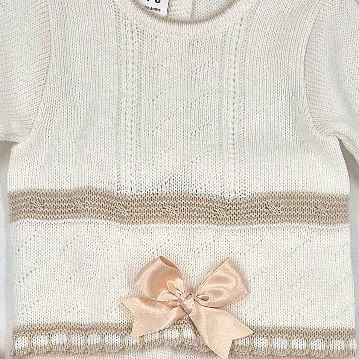 Conjunto de punto crudo de tres piezas con polaina y capota La Casita de Pepito (Ref. 3516)