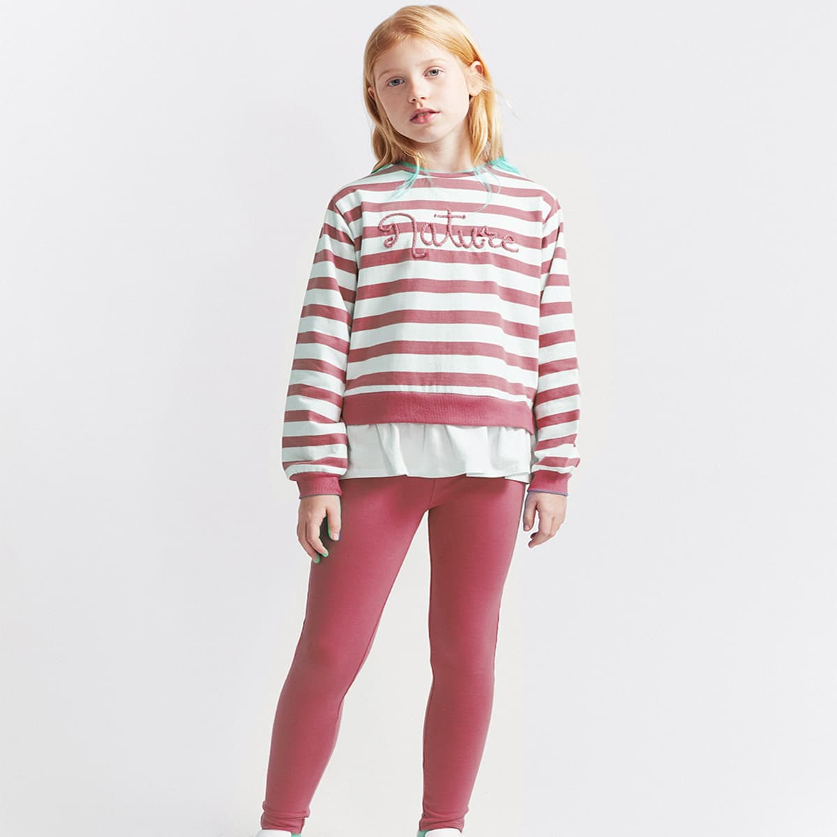 Conjunto infantil niña con sudadera a rayas y leggings lisos Street Monkey 356006 (8 a 12 años)