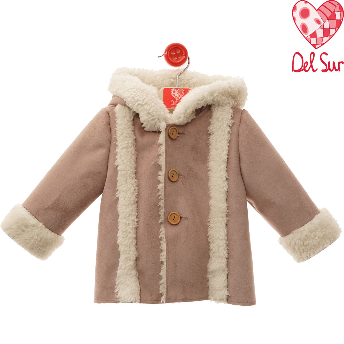 Abrigo bebé camel con borreguito Del Sur 3994